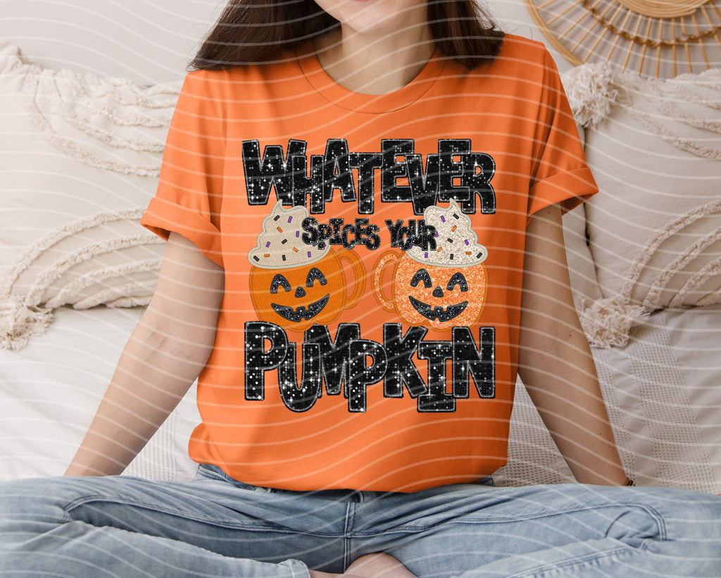 Whatever Spices Your Pumpkin Faux Glitter Graphic Tee product image 1