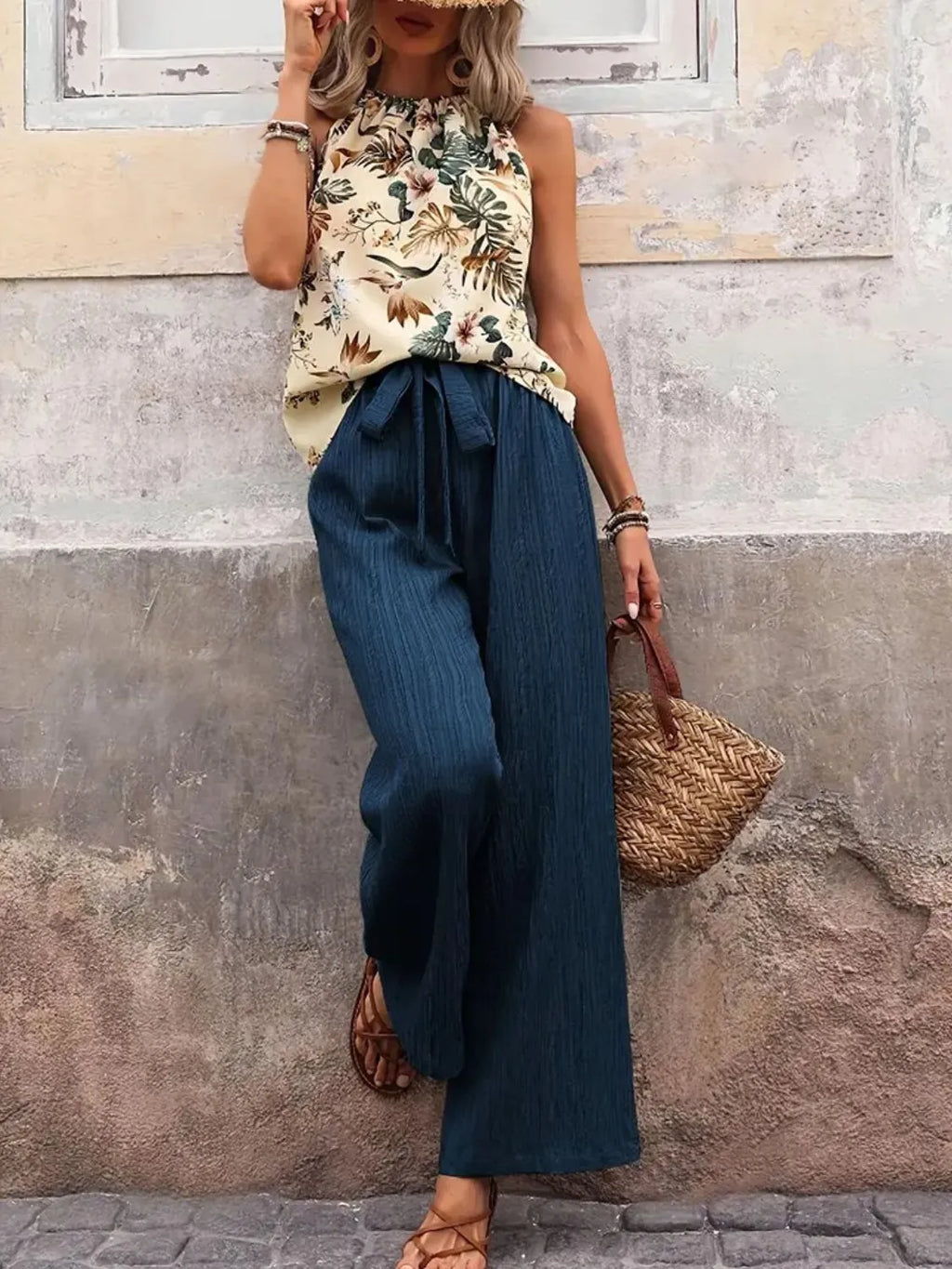 Printed Tank Top and Wide Leg Pants Set product image 16