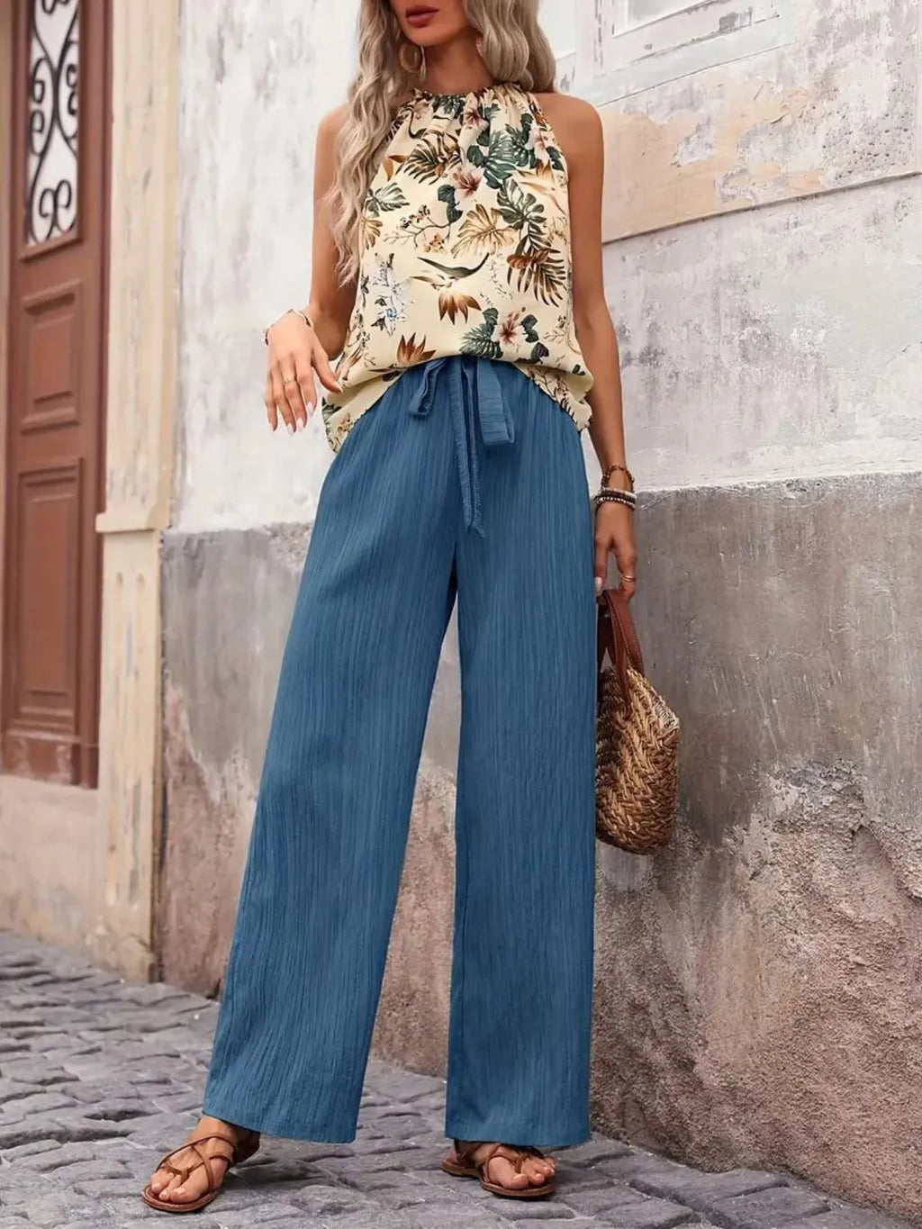 Printed Tank Top and Wide Leg Pants Set product image 6