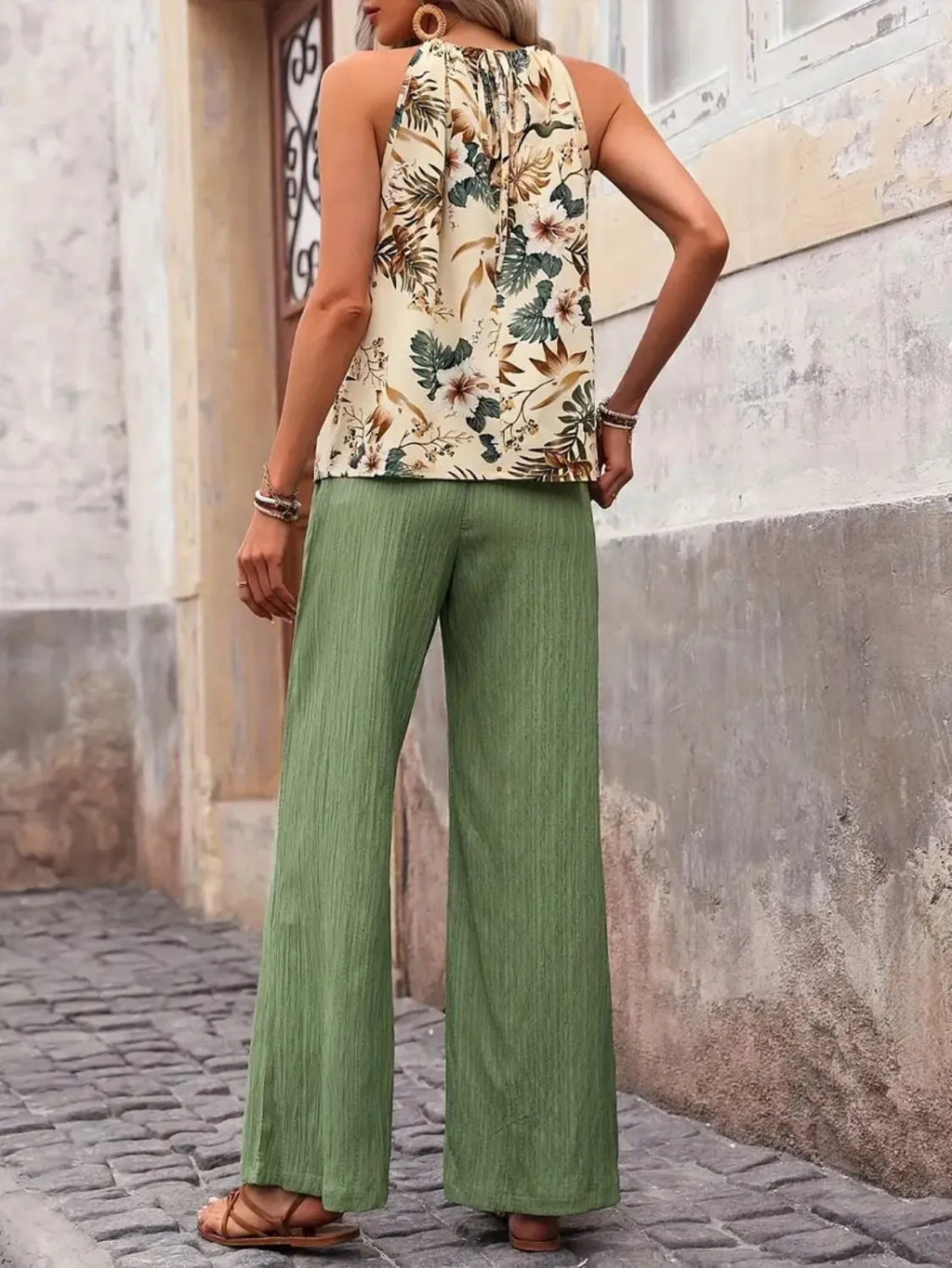 Printed Tank Top and Wide Leg Pants Set product image 30