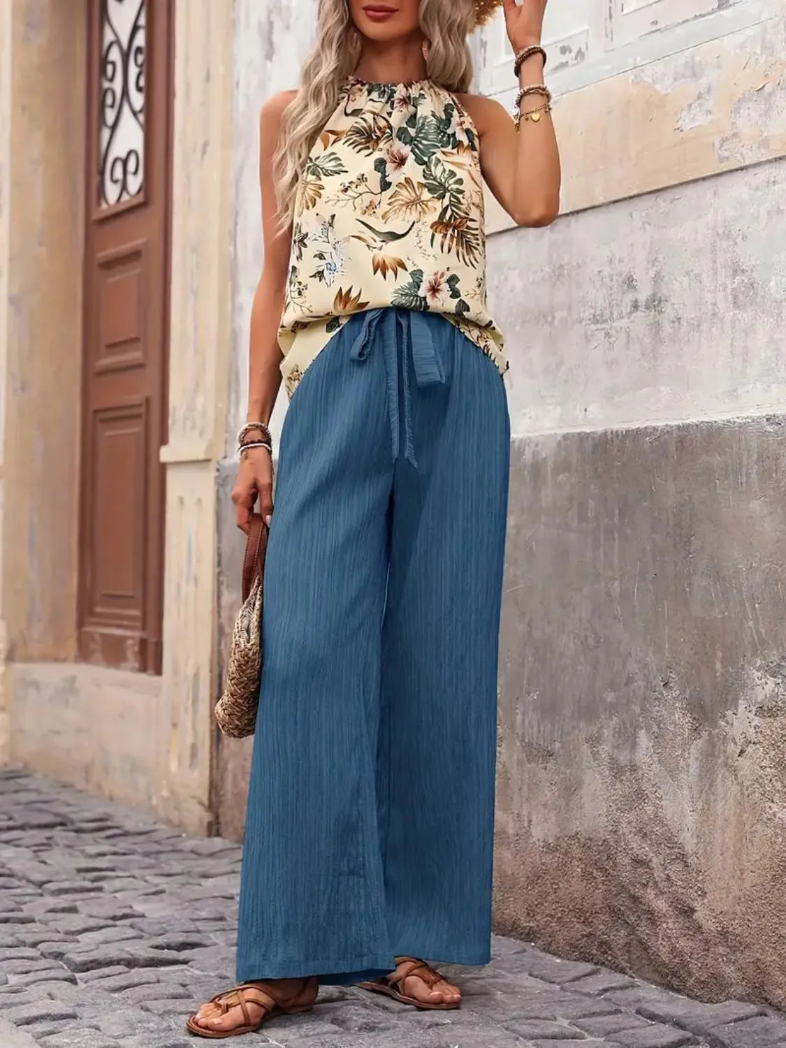 Printed Tank Top and Wide Leg Pants Set product image 7