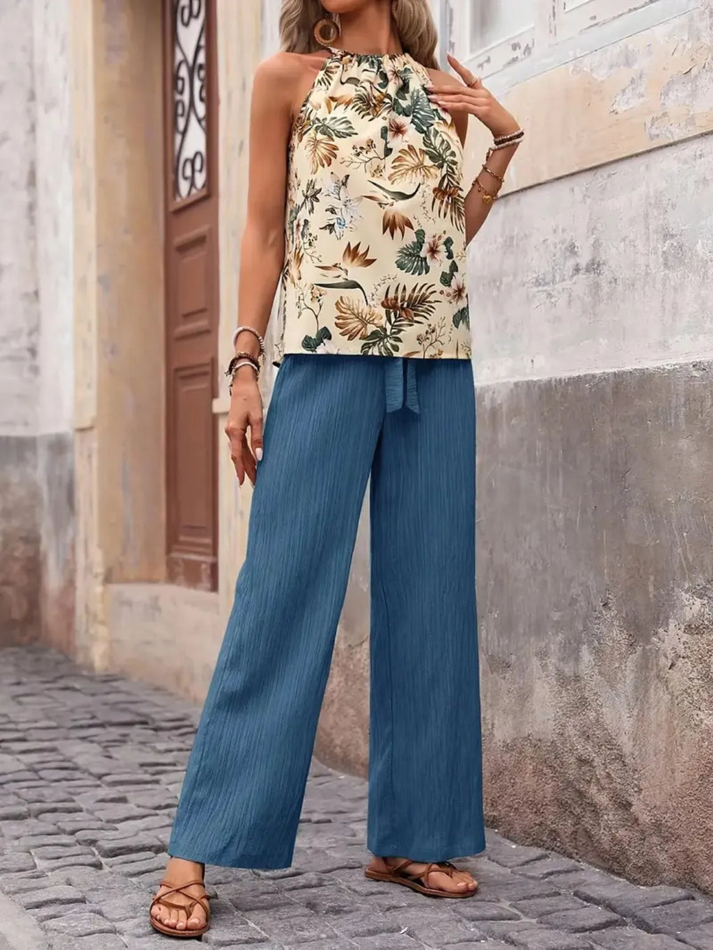 Printed Tank Top and Wide Leg Pants Set product image 10