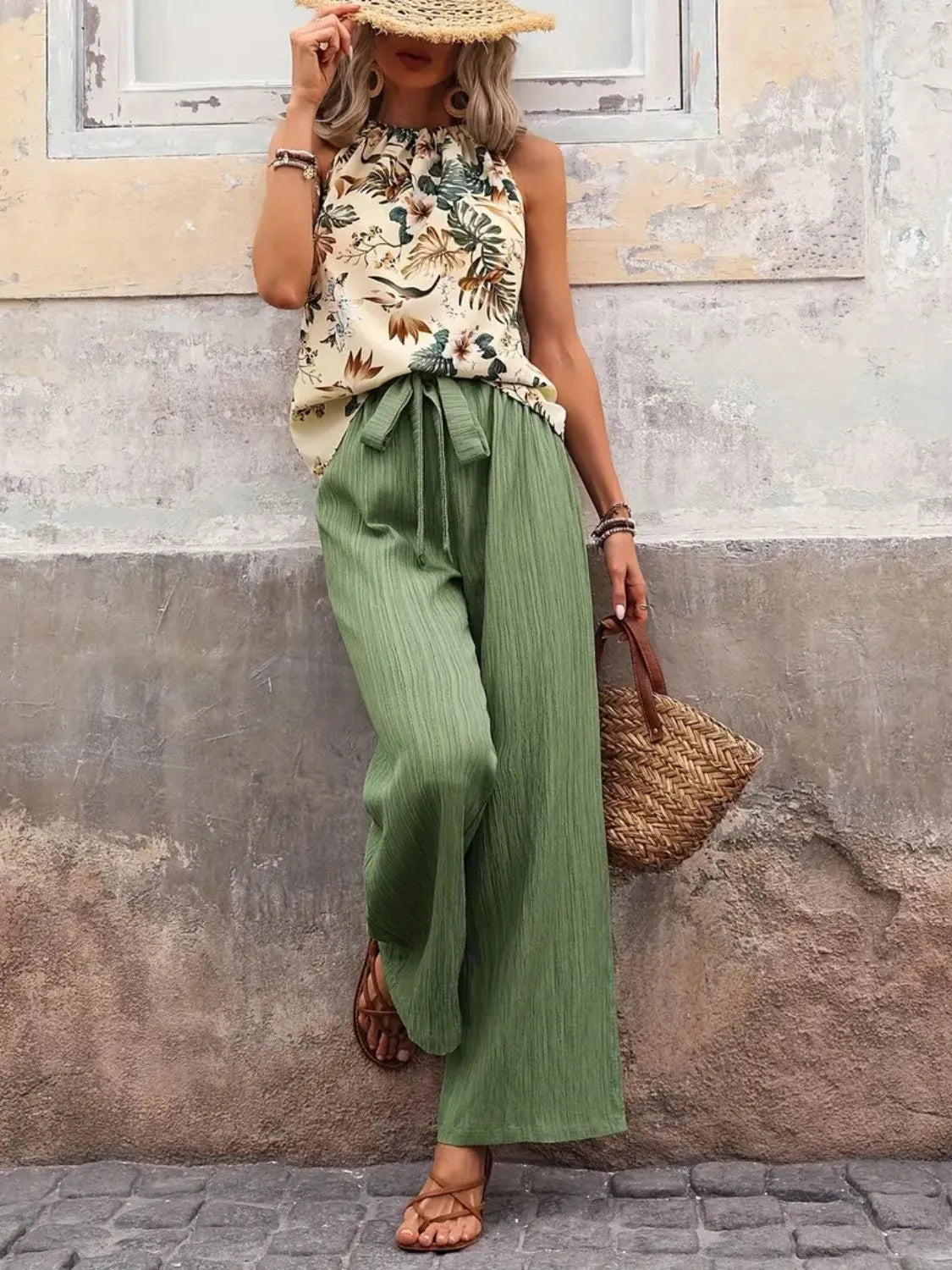 Printed Tank Top and Wide Leg Pants Set product image 29