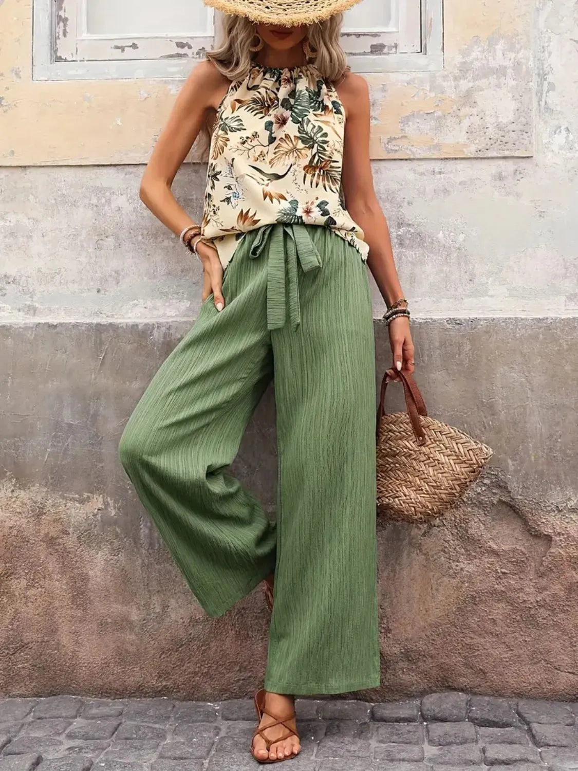 Printed Tank Top and Wide Leg Pants Set product image 34