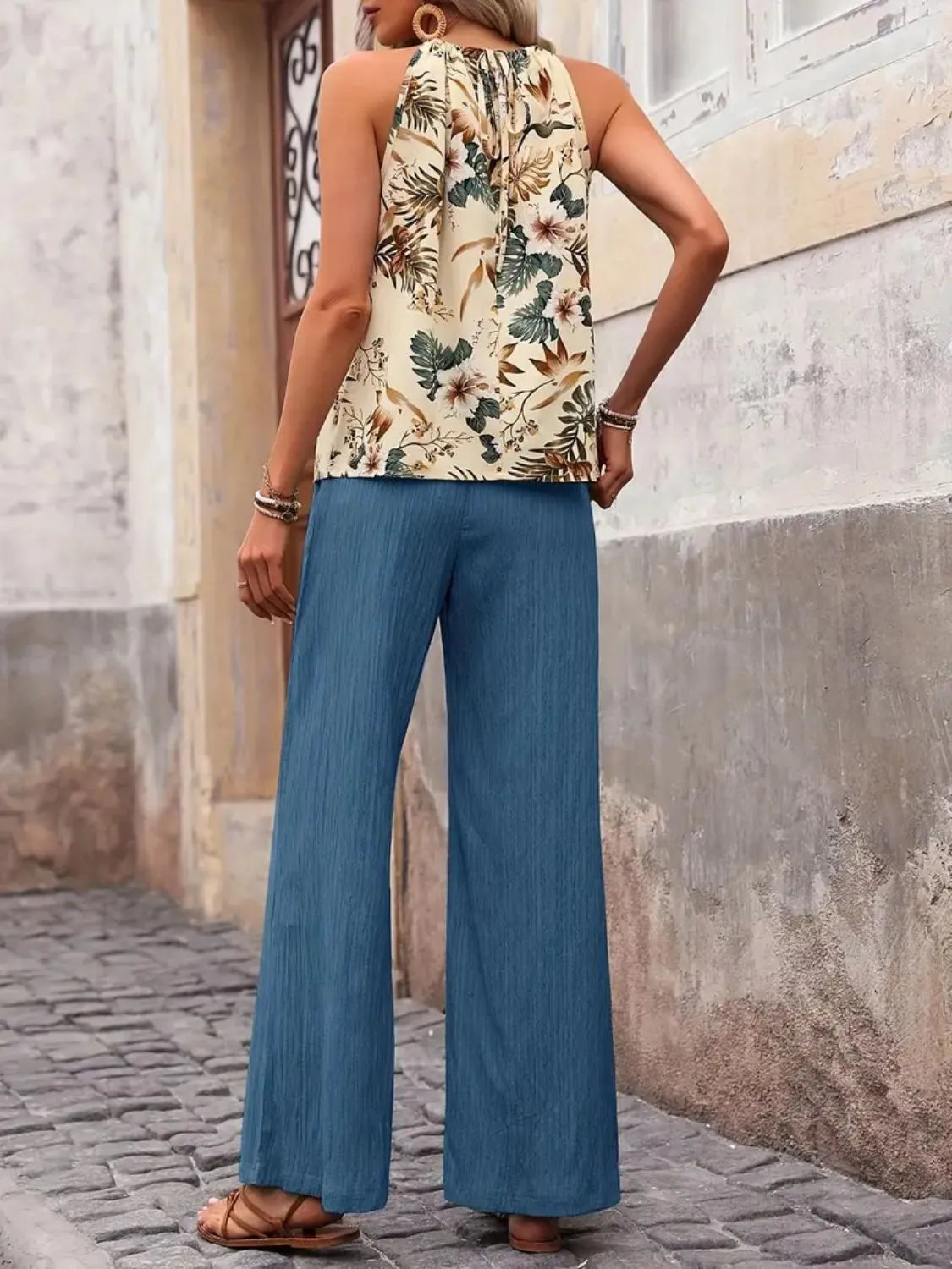 Printed Tank Top and Wide Leg Pants Set product image 11