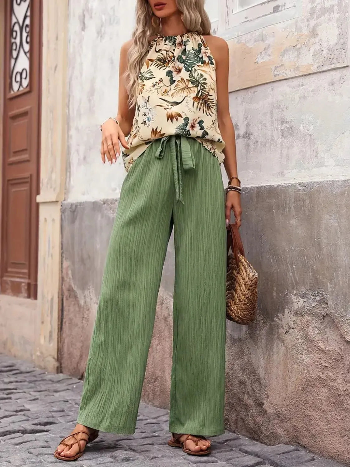 Printed Tank Top and Wide Leg Pants Set product image 31