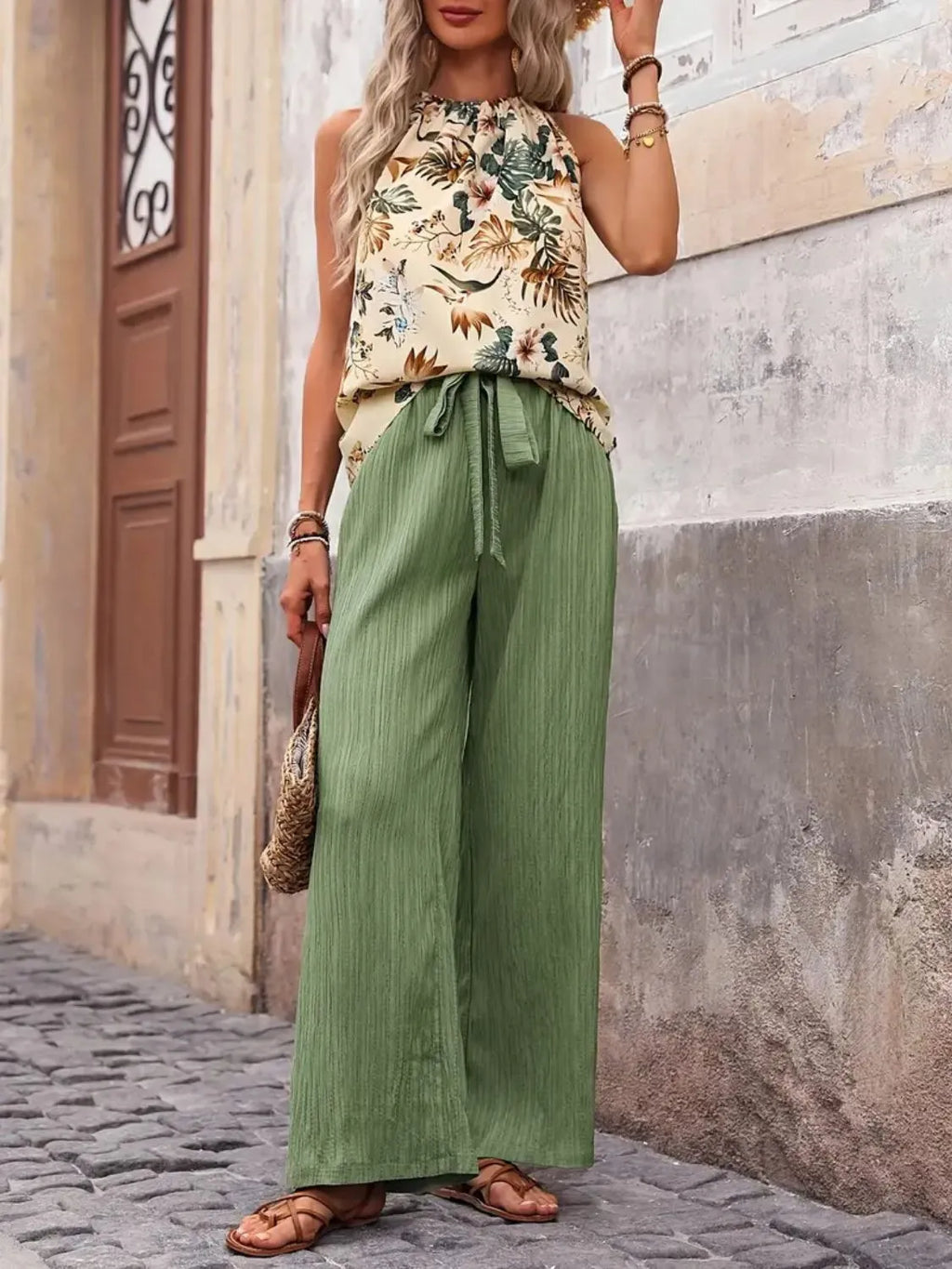 Printed Tank Top and Wide Leg Pants Set product image 32