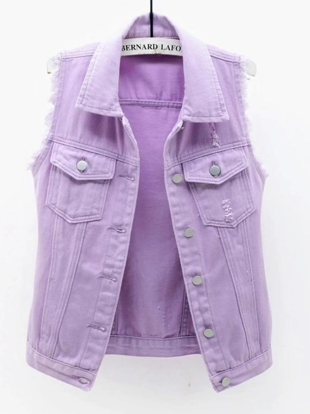 Full Size Sleeveless Frayed Denim Vest Jacket Plus product image 5