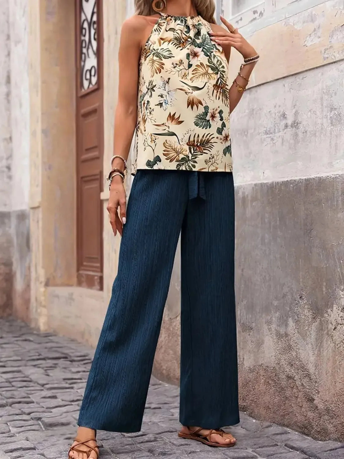 Printed Tank Top and Wide Leg Pants Set product image 14