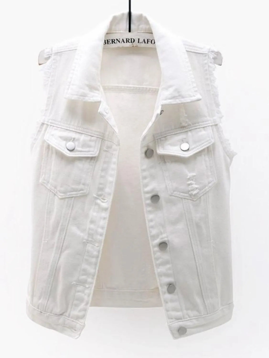 Full Size Sleeveless Frayed Denim Vest Jacket Plus product image 10