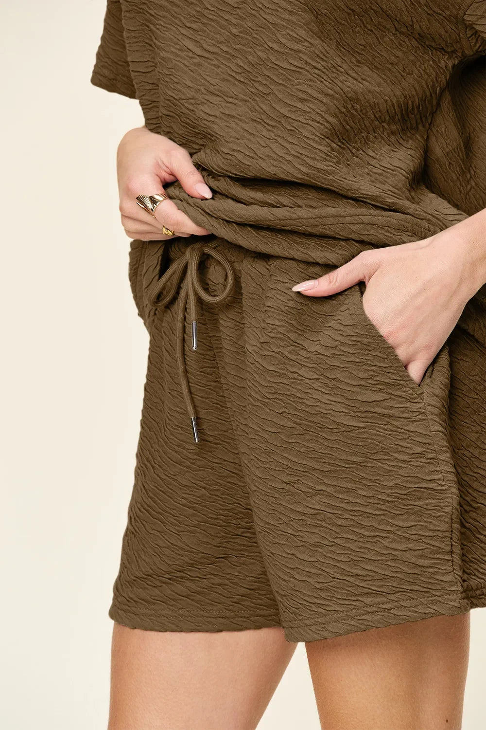 Double Take Full Size Texture Short Sleeve T-Shirt and product image 17