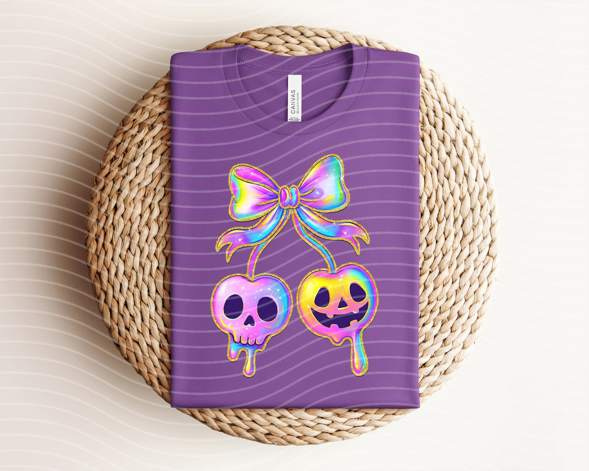 Holographic Pumpkin Cherries Graphic Tee product image 1