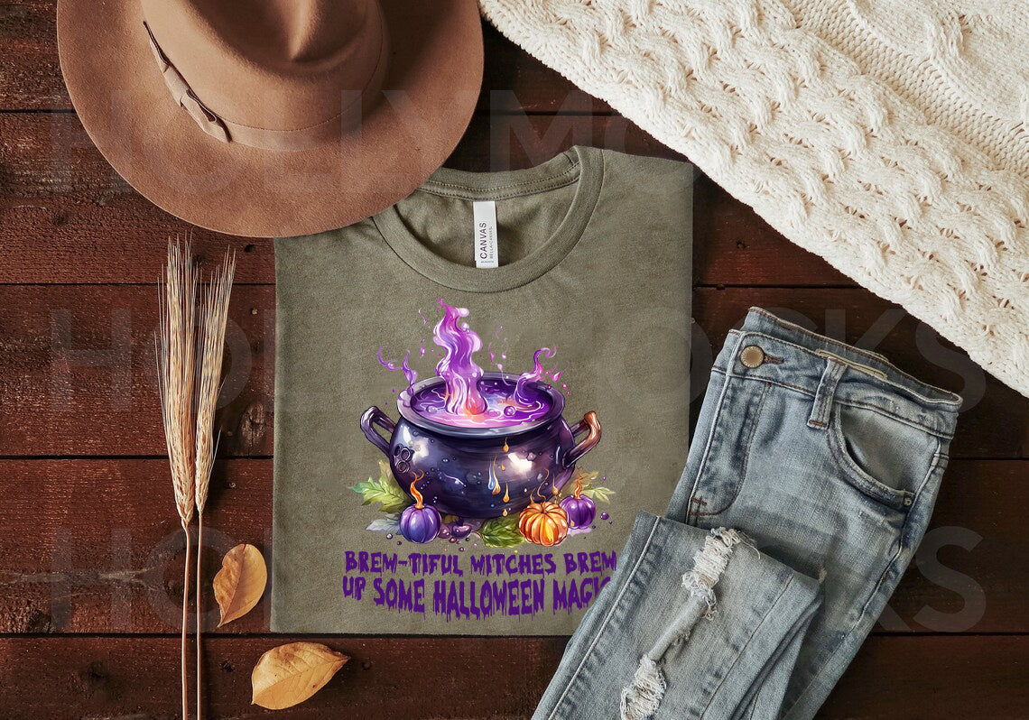 Brewtiful Witches Brew Up Some Halloween Magic Graphic Tee product image 1