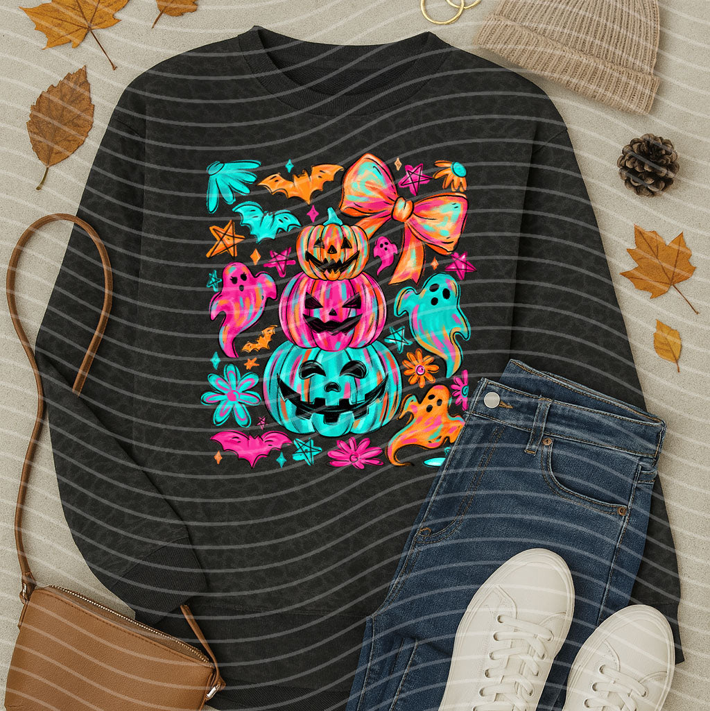 Bright Ghosts and Pumpkins Graphic Tee product image 2