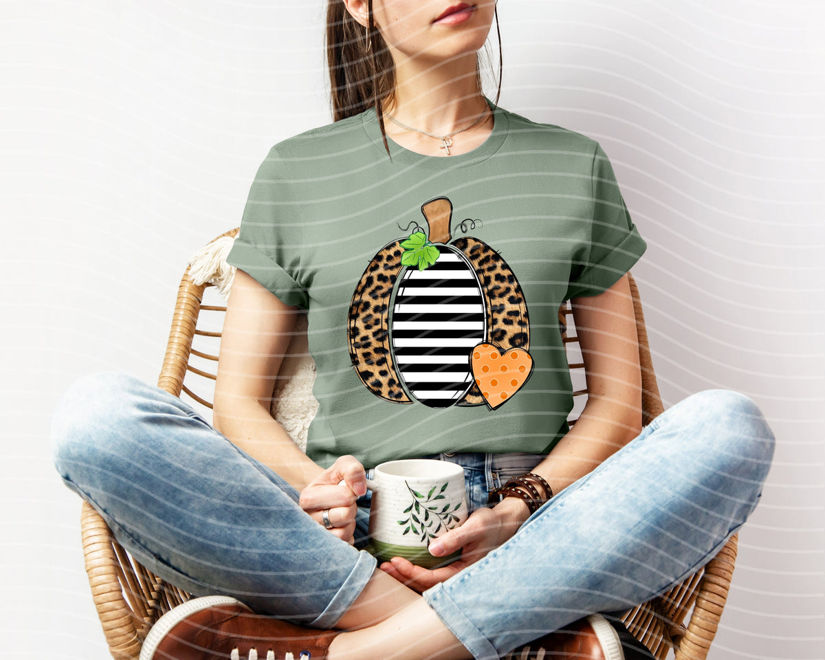 Leopard Stripes Pumpkin Graphic Tee product image 1