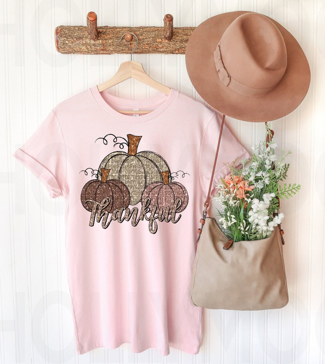 Thankful Faux Glitter Pumpkins Graphic Tee product image 3