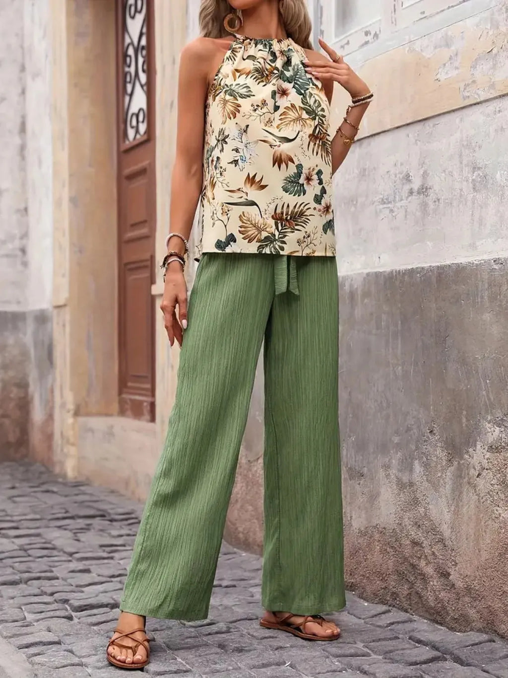 Printed Tank Top and Wide Leg Pants Set product image 33