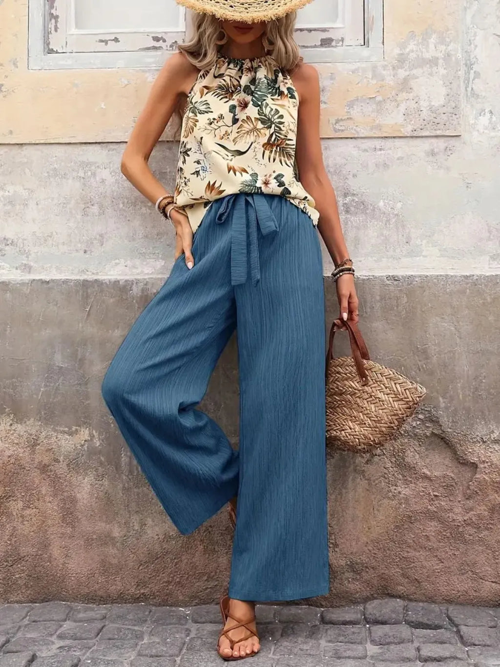 Printed Tank Top and Wide Leg Pants Set product image 8