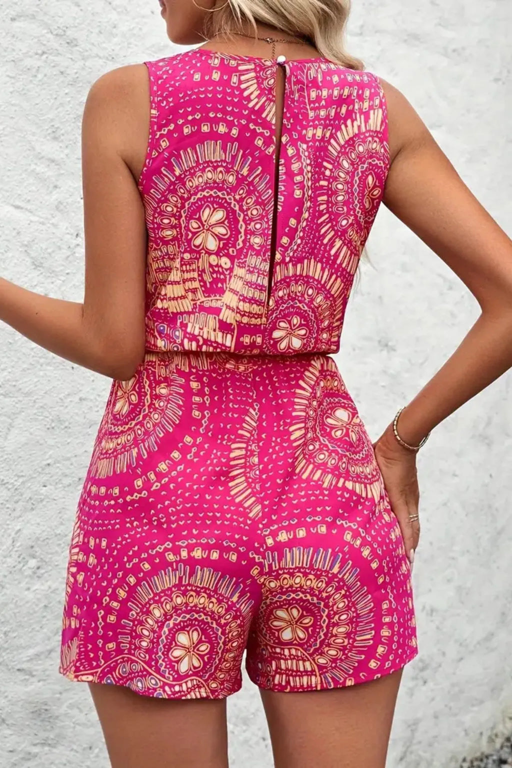 Boho Floral Print Sleeveless Summer Romper