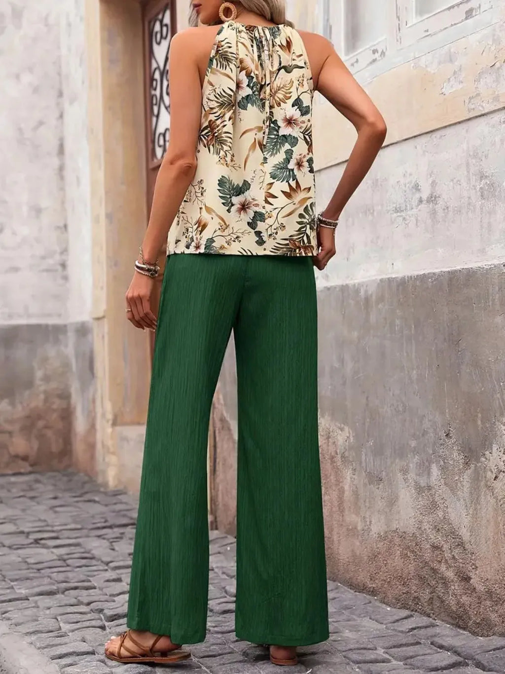 Printed Tank Top and Wide Leg Pants Set product image 5