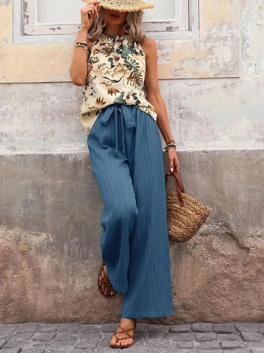 Printed Tank Top and Wide Leg Pants Set product image 9